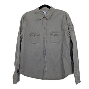 Vintage Y2K 90s Old Navy 2 Flap Pocket Button Up Collared Long Sleeve Shirt Sz L